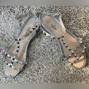 Valentino Garavani Silver gladiator sandal in PVC jelly